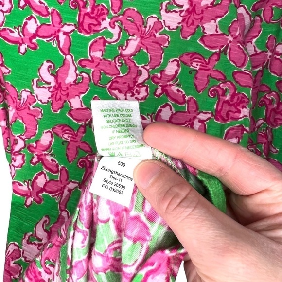 Lilly Pulitzer Boatneck Belle Top All A Flutter Pink Green Butterfly Extra Small - Picture 10 of 16